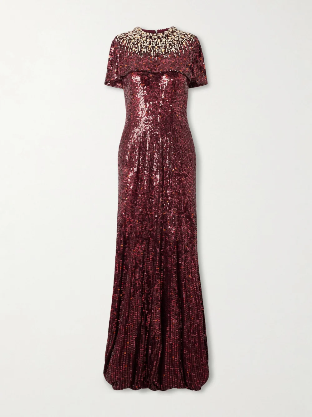 Jenny Packham Radiant Sequined Crepe Gown in burgundy