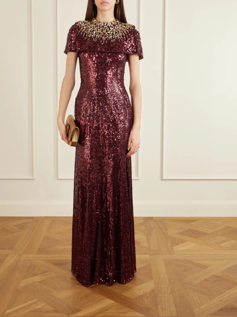 Jenny Packham Radiant Sequined Crepe Gown