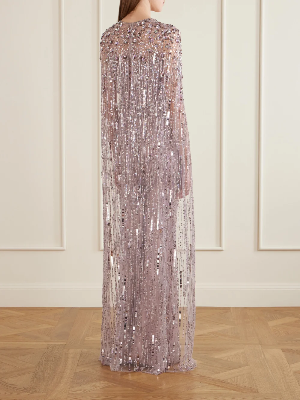 Back view of the Jenny Packham Ruby Sequined Tulle Gown