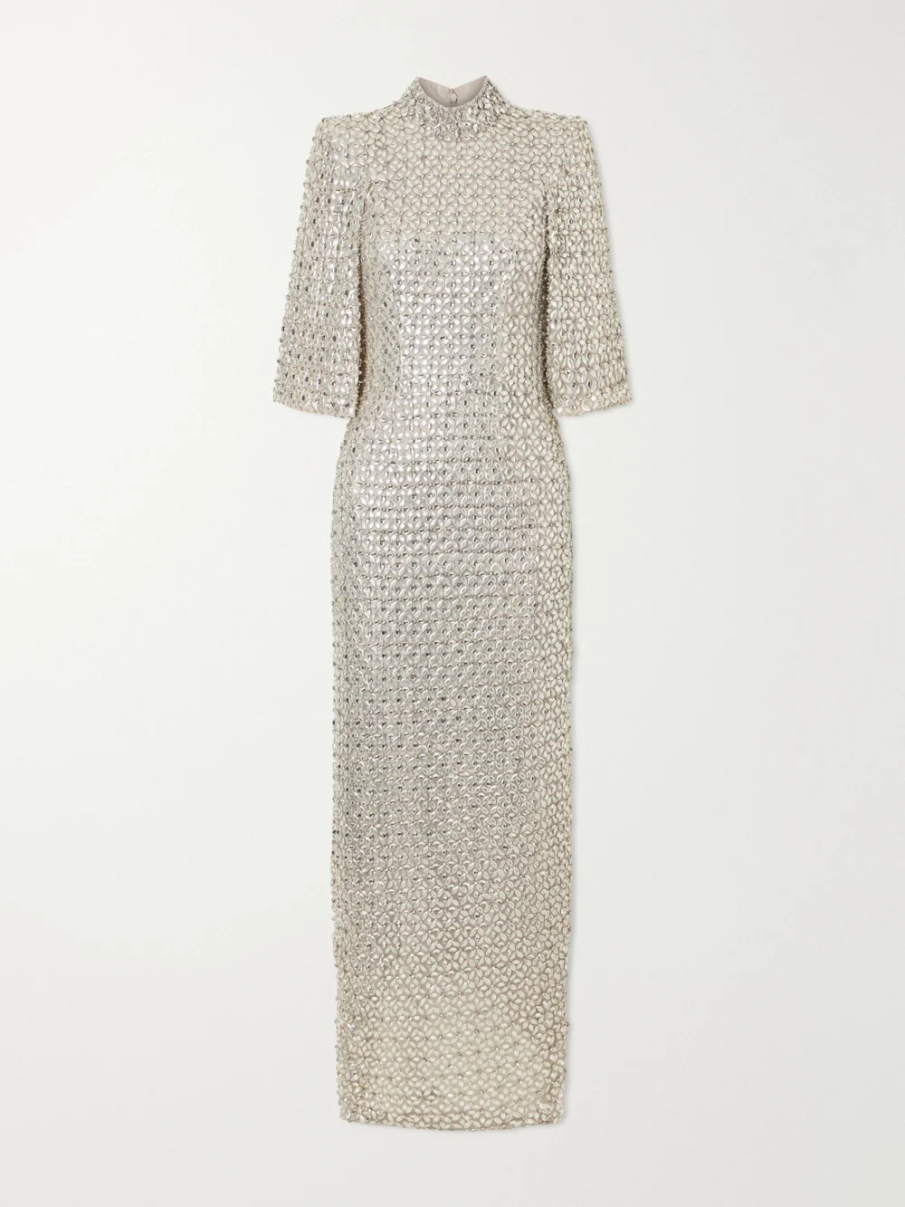 Jenny Packham Sedona Crystal-embellished Sequined Tulle Gown in silver