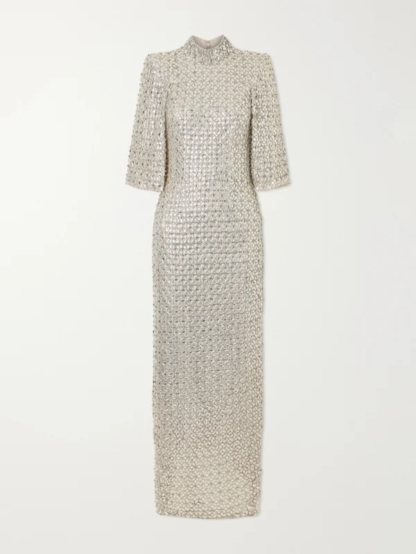 Jenny Packham Sedona Crystal-embellished Sequined Tulle Gown