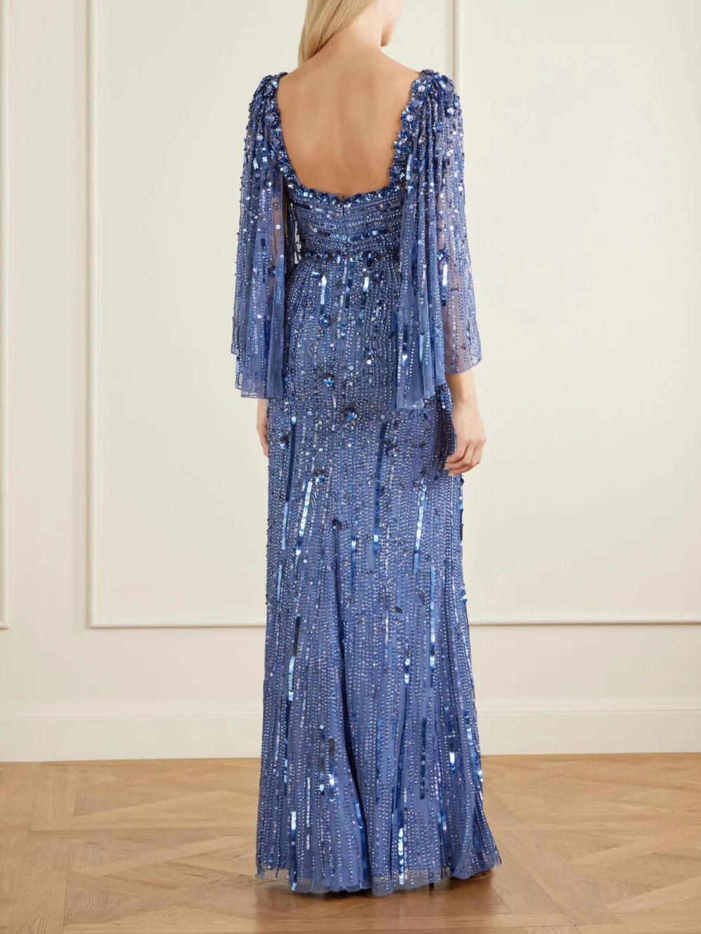 Back view of the Jenny Packham Sequin-embellished Tulle Gown