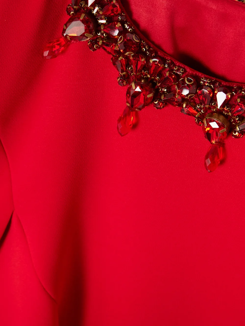 Close-up detail of the Jenny Packham Ursa Cape-effect Crystal-embellished Crepe Midi Dress
