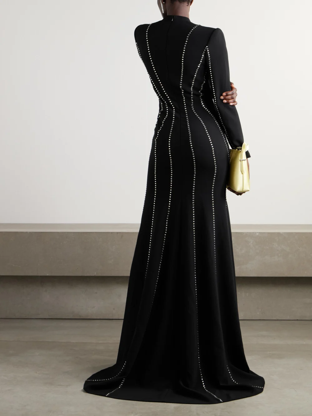 Back view of the Jenny Packham Victoire Crystal-embellished Crepe Gown