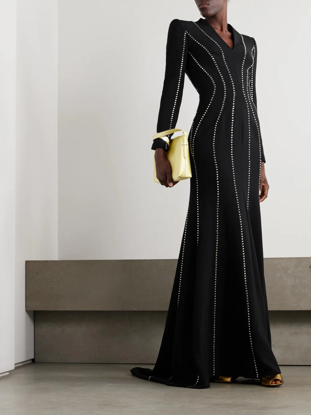 Jenny Packham Victoire Crystal-embellished Crepe Gown, worn by a model