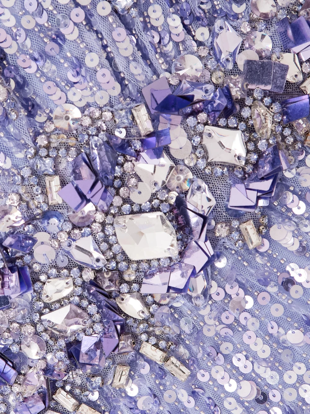 Close-up detail of the Jenny Packham Zodiac Crystal and Sequin-embellished Tulle Gown