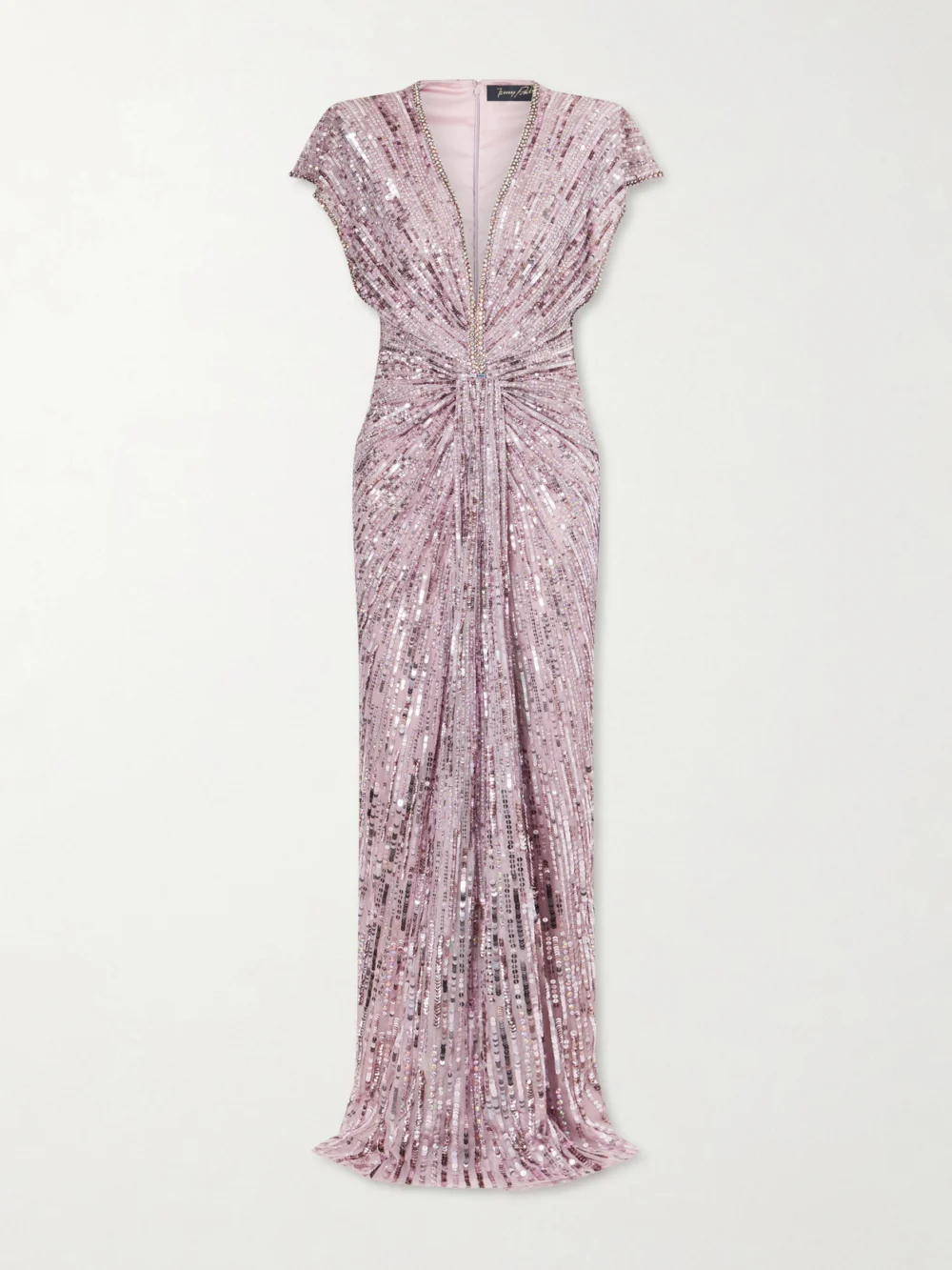Jenny Packham Zola Twisted Crystal-embellished Sequined Tulle Gown in lavender