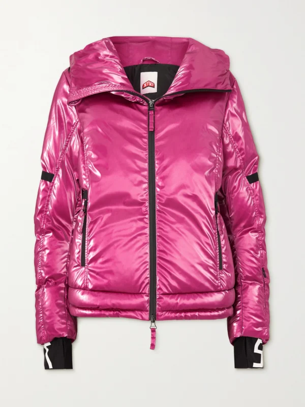 Jetset Joanna Hooded Quilted Padded Metallic Ski Jacket