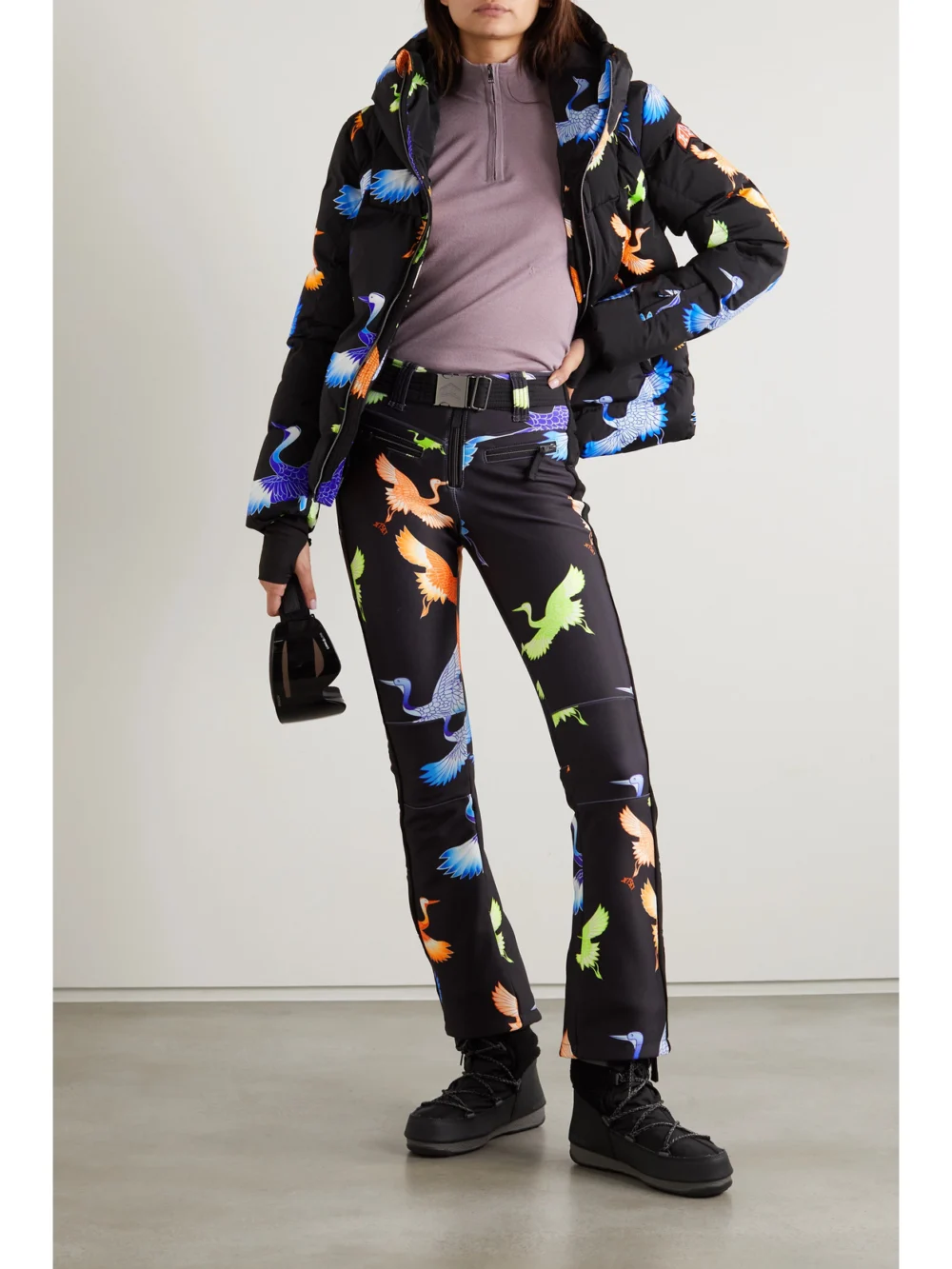 Jetset Julia Hooded Quilted Printed Ski Jacket, worn by a model