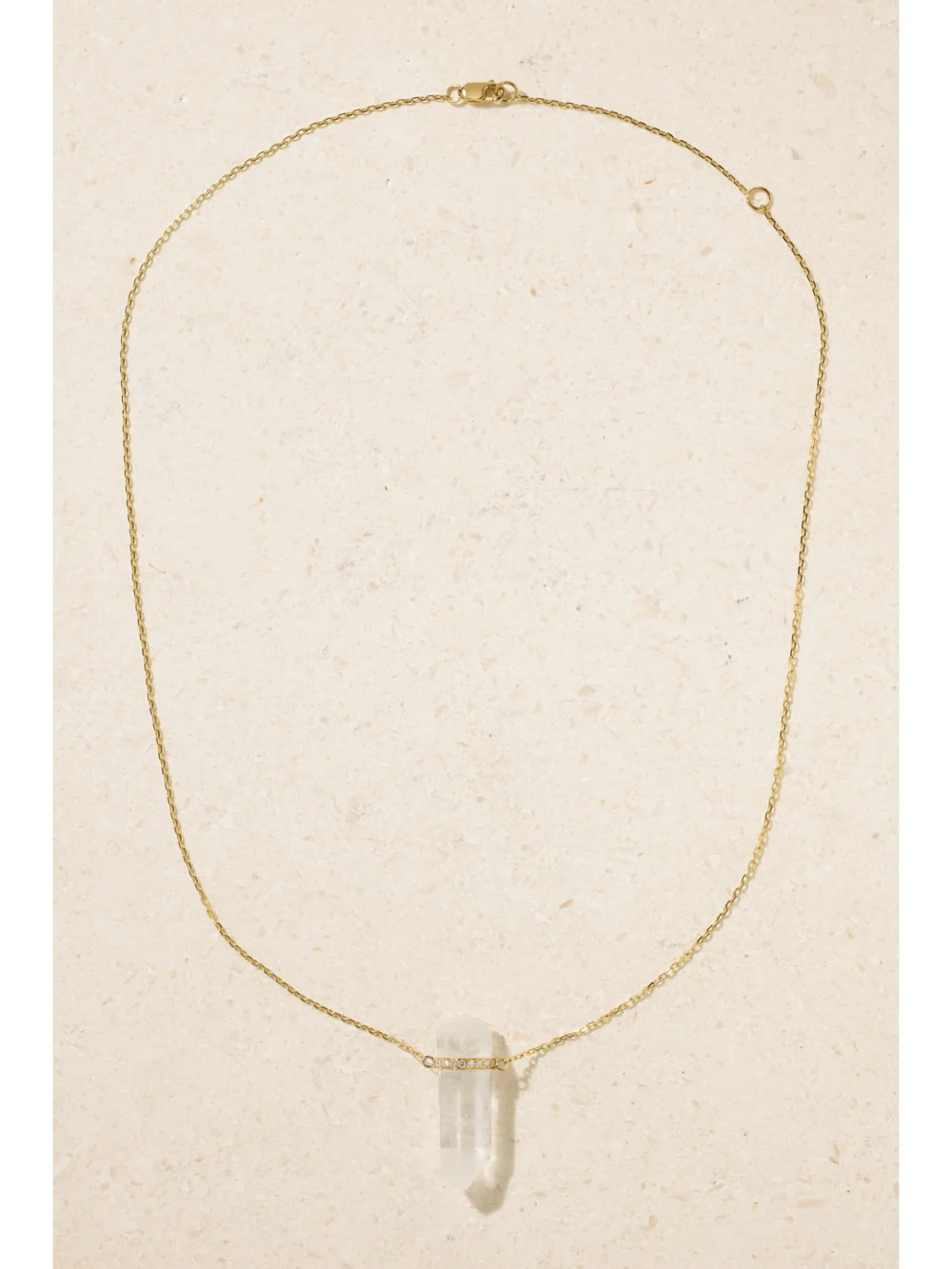 Close-up detail of the Jia Jia 14-karat Gold, Quartz and Diamond Necklace