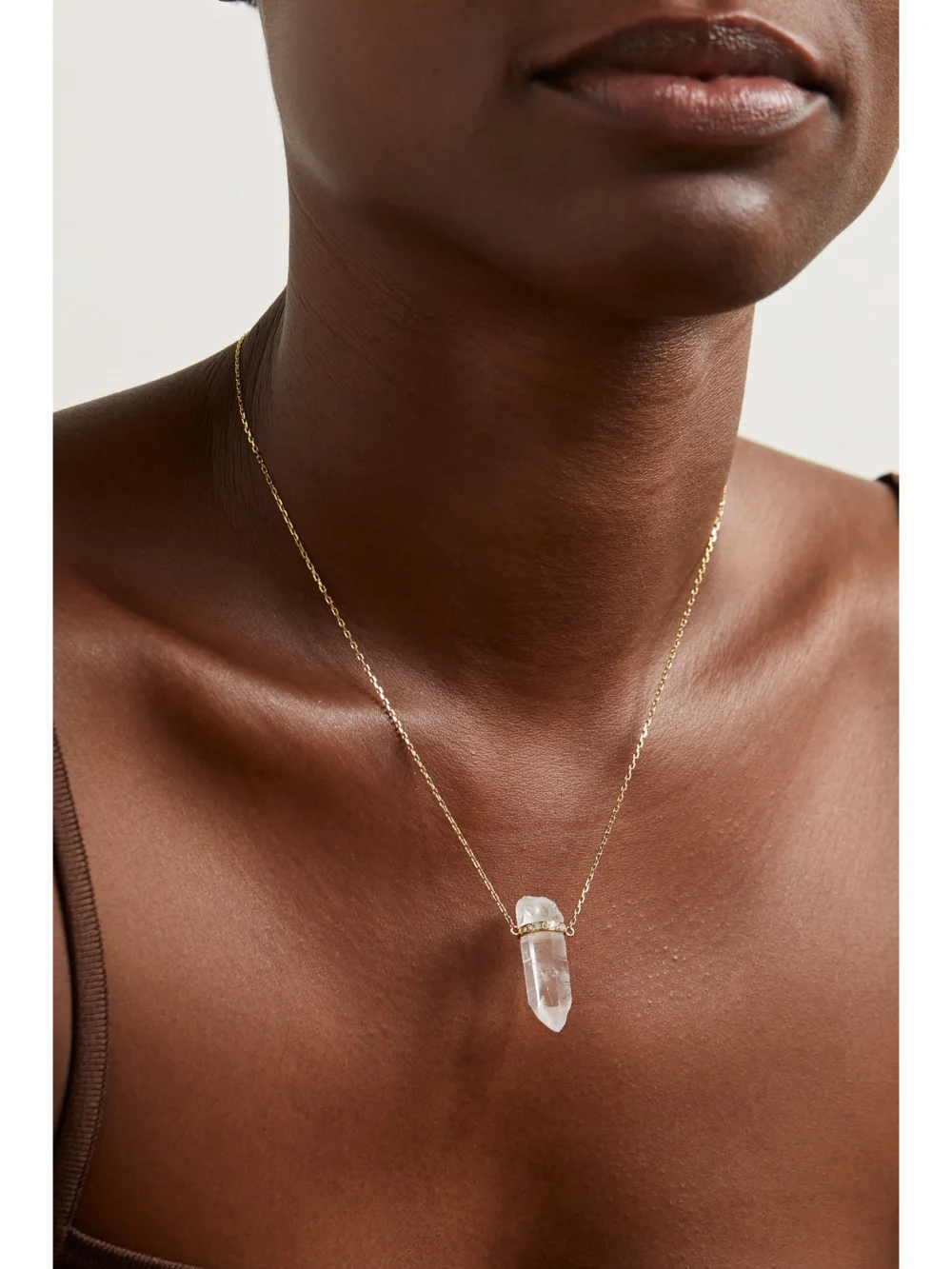 Jia Jia 14-karat Gold, Quartz and Diamond Necklace, styled view