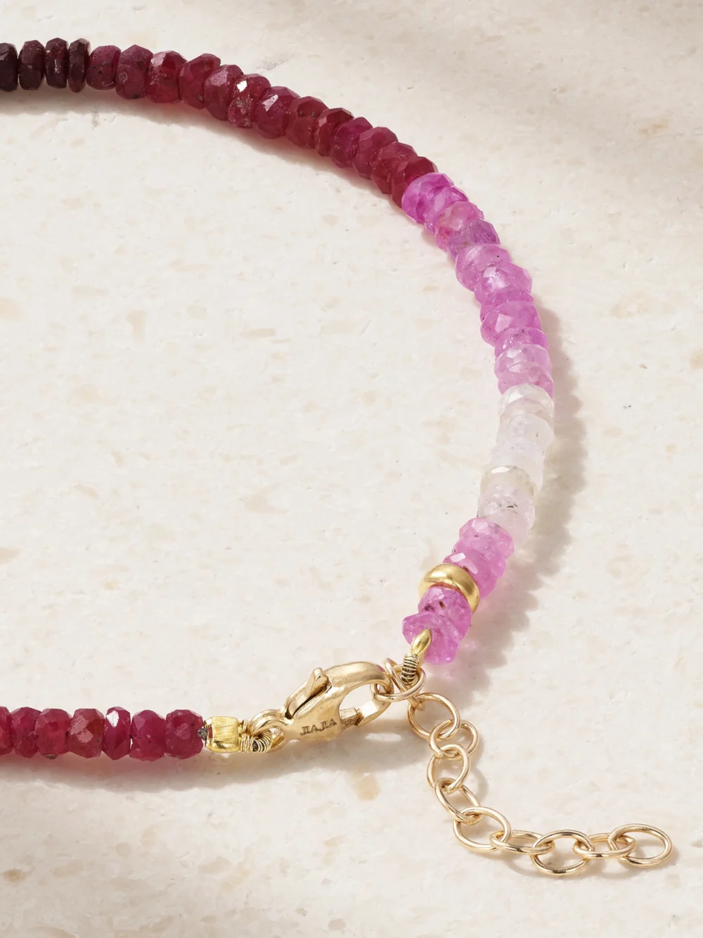 Close-up detail of the Jia Jia Arizona Gold Ruby Bracelet