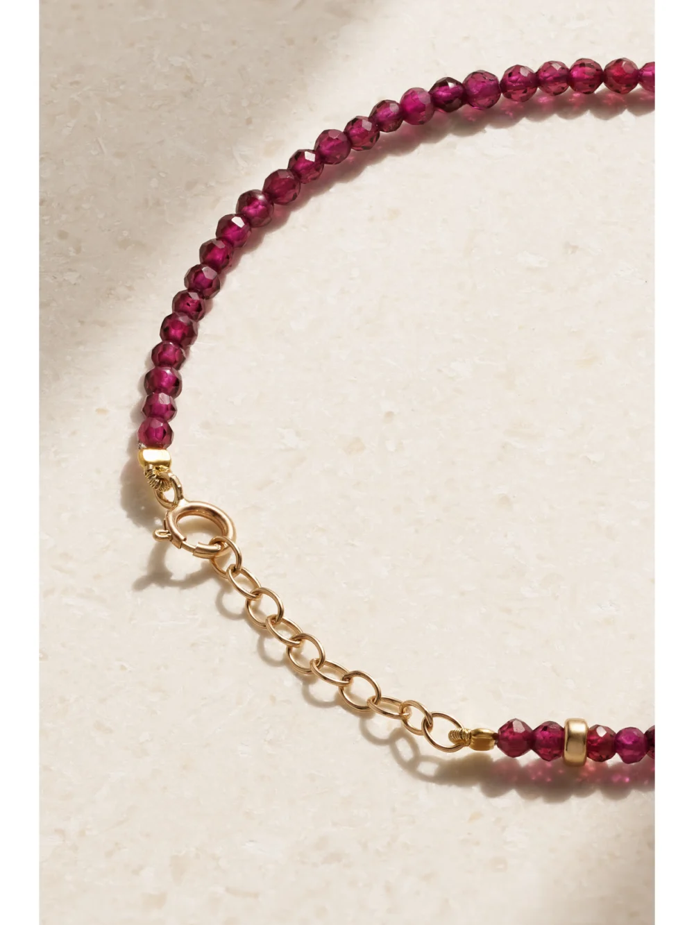 Back view of the Jia Jia Birthstone 14-karat Gold Beaded Bracelet