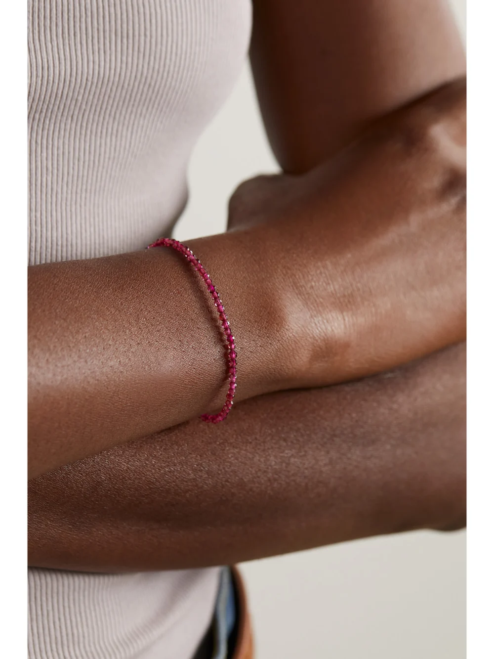 Jia Jia Birthstone 14-karat Gold Beaded Bracelet, styled view
