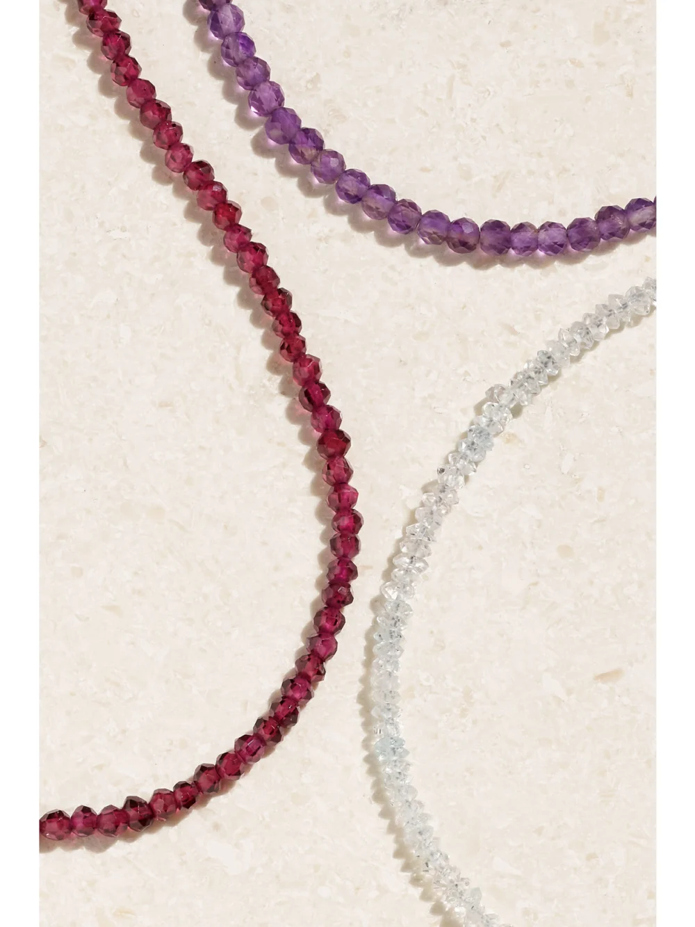 Close-up detail of the Jia Jia Birthstone 14-karat Gold Beaded Necklace