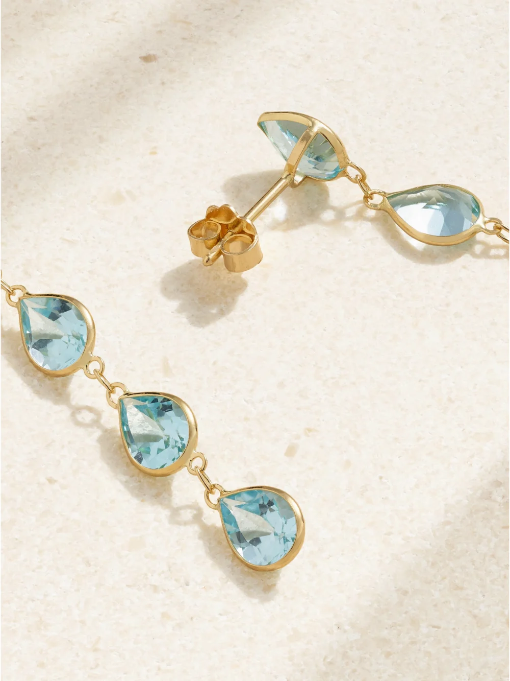 Close-up detail of the Jia Jia Chakra Gold Topaz Earrings