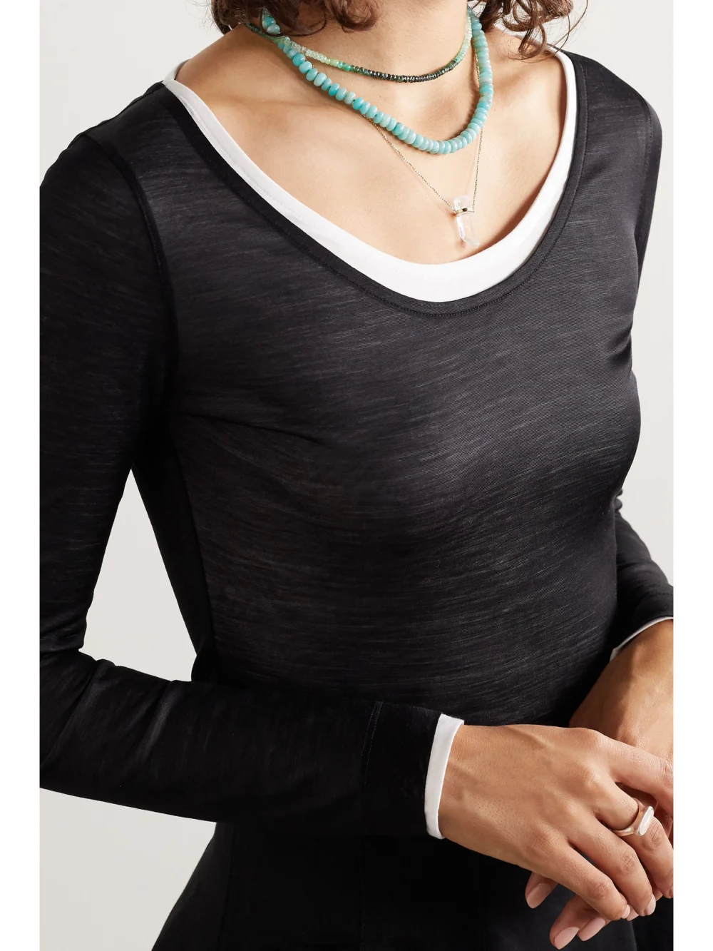 Jia Jia Gold Emerald Necklace, styled view