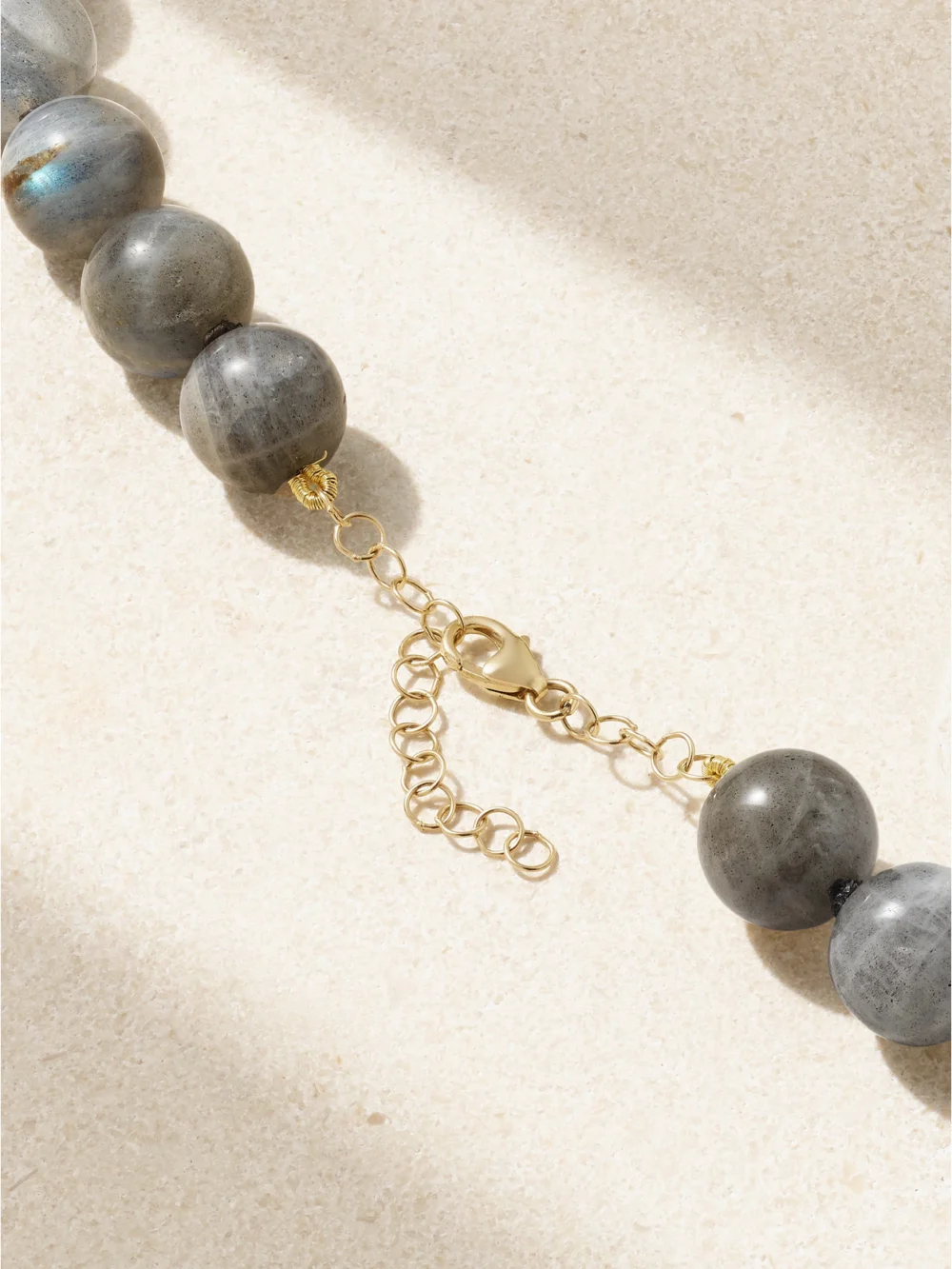 Back view of the Jia Jia Gold Labradorite Necklace
