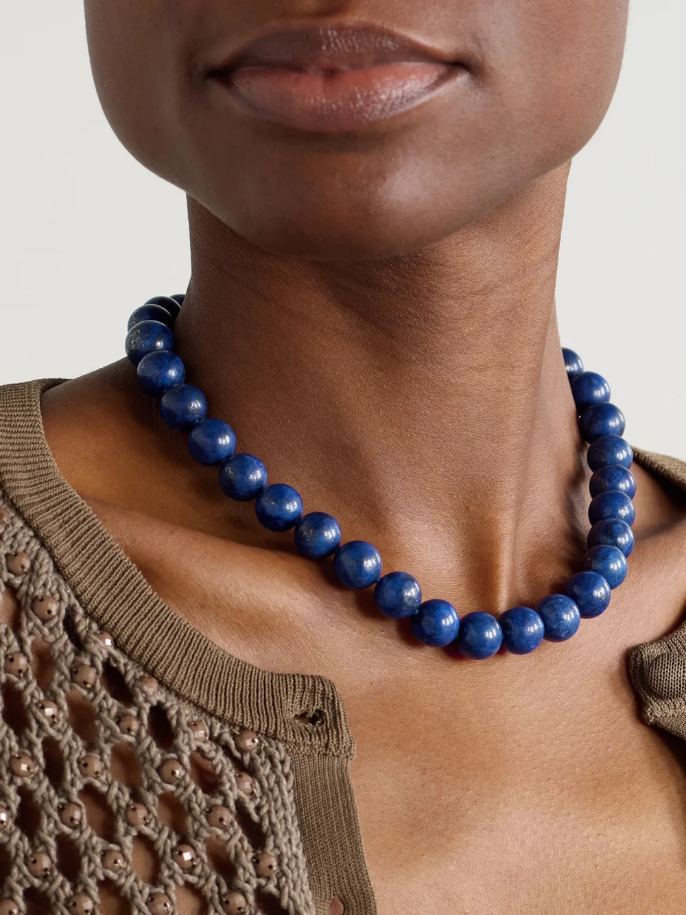 Jia Jia Gold Lapis Lazuli Necklace, styled view