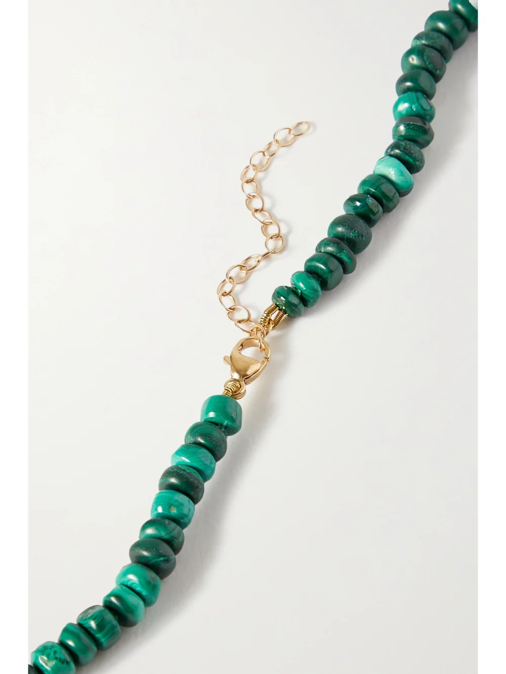 Back view of the Jia Jia Gold, Malachite and Quartz Necklace