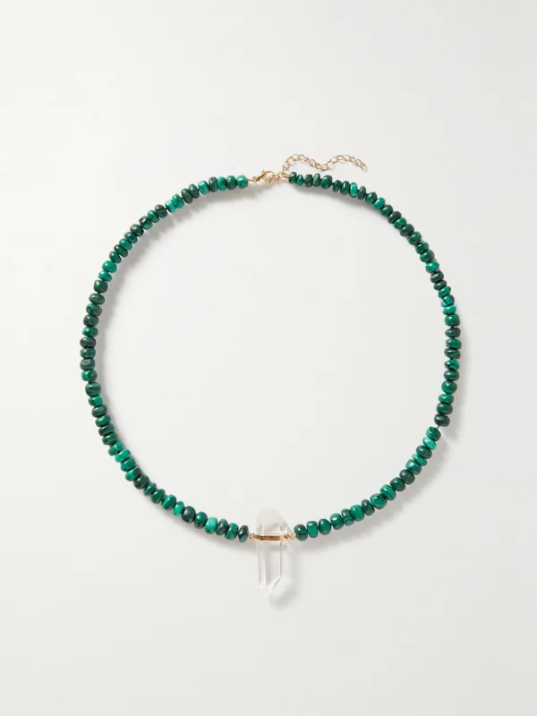 Jia Jia Gold, Malachite and Quartz Necklace