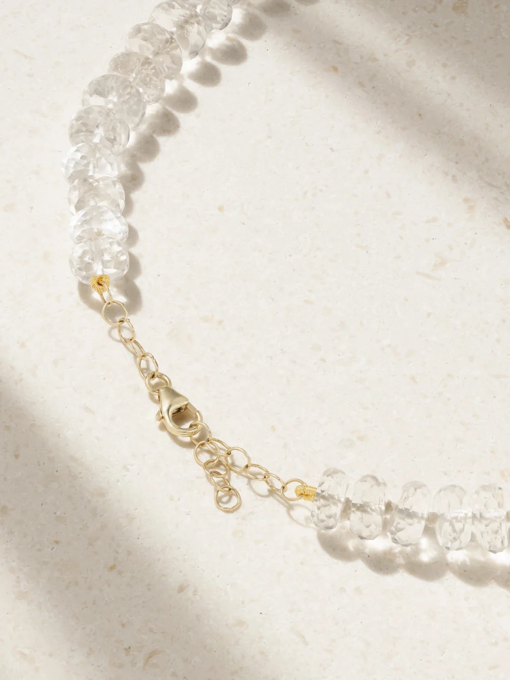 Close-up detail of the Jia Jia Gold Quartz Necklace