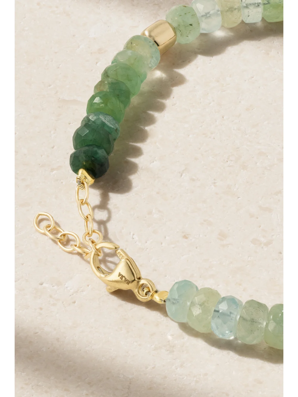 Back view of the Jia Jia Jumbo 14-karat Gold Emerald Bracelet
