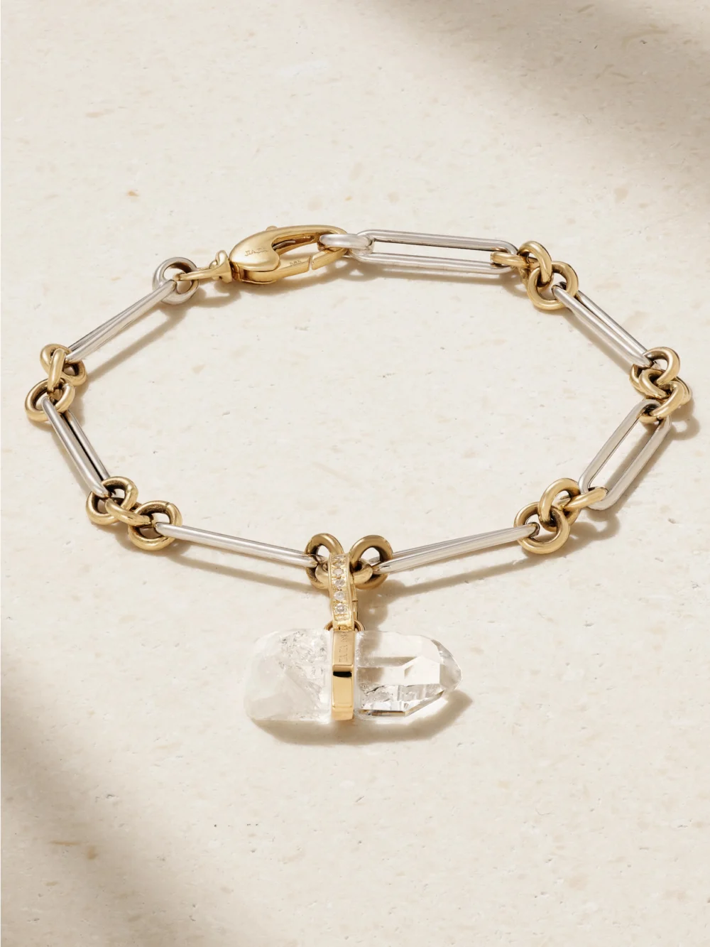Jia Jia Jumbo 14-karat Yellow and White Gold, Quartz and Diamond Bracelet in m