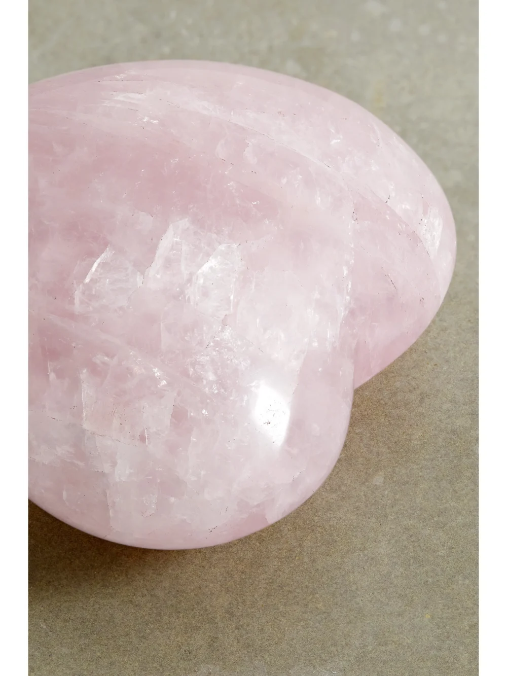 Close-up detail of the Jia Jia Rose Quartz Heart