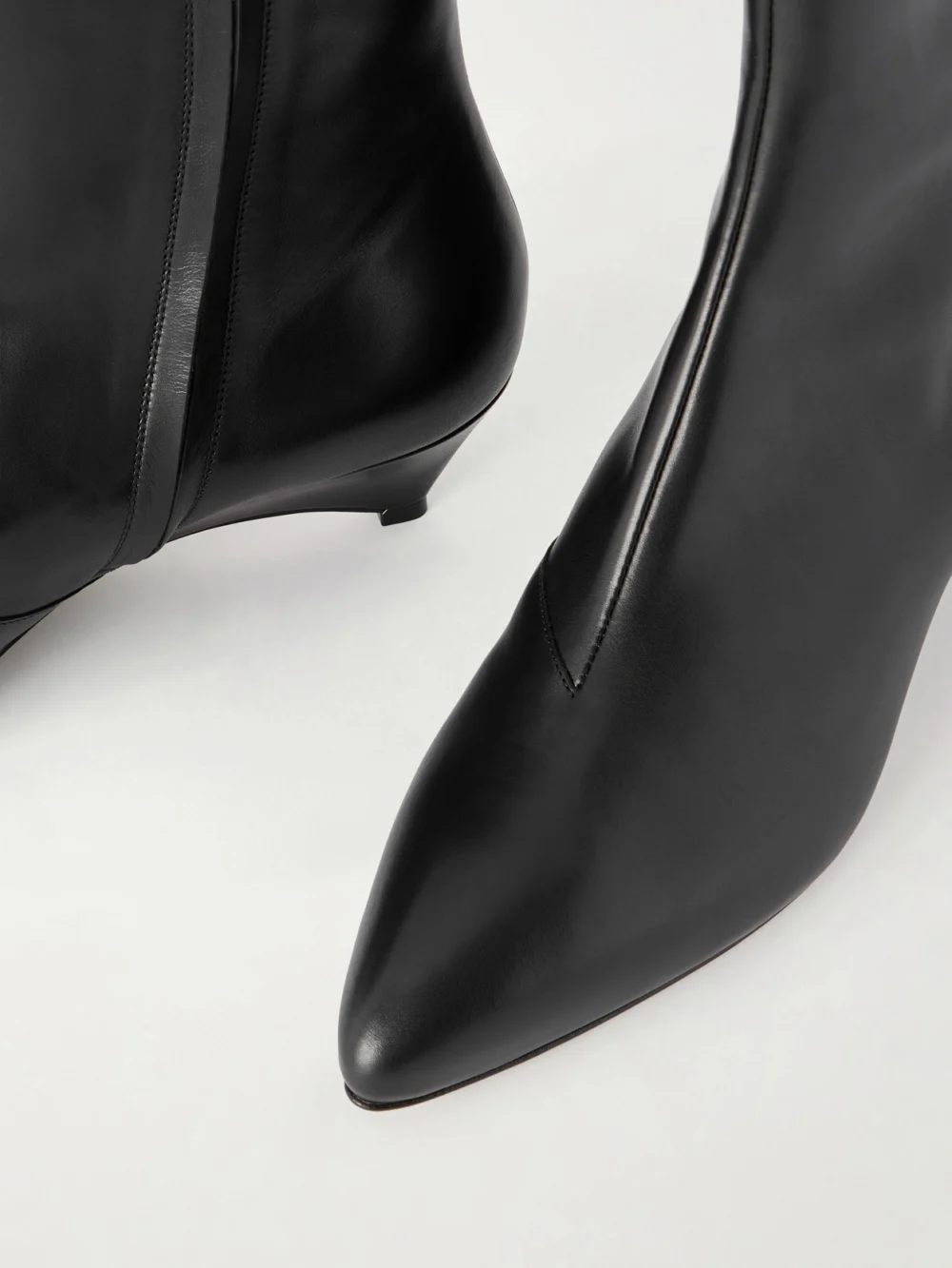 Close-up detail of the Jil Sander Arc Leather Ankle Boots