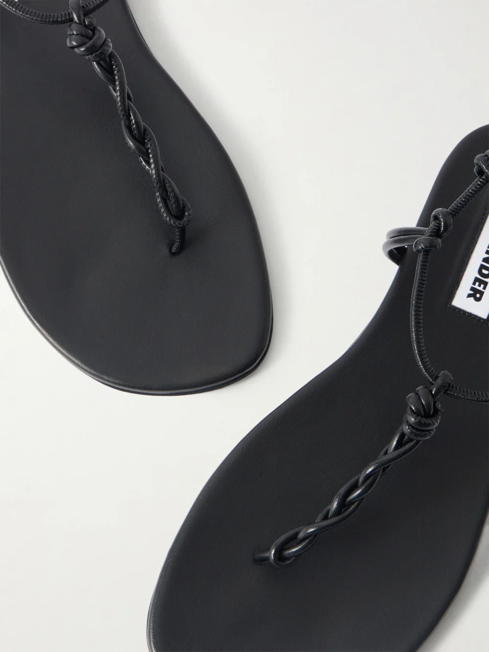 Close-up detail of the Jil Sander Braided Leather Sandals