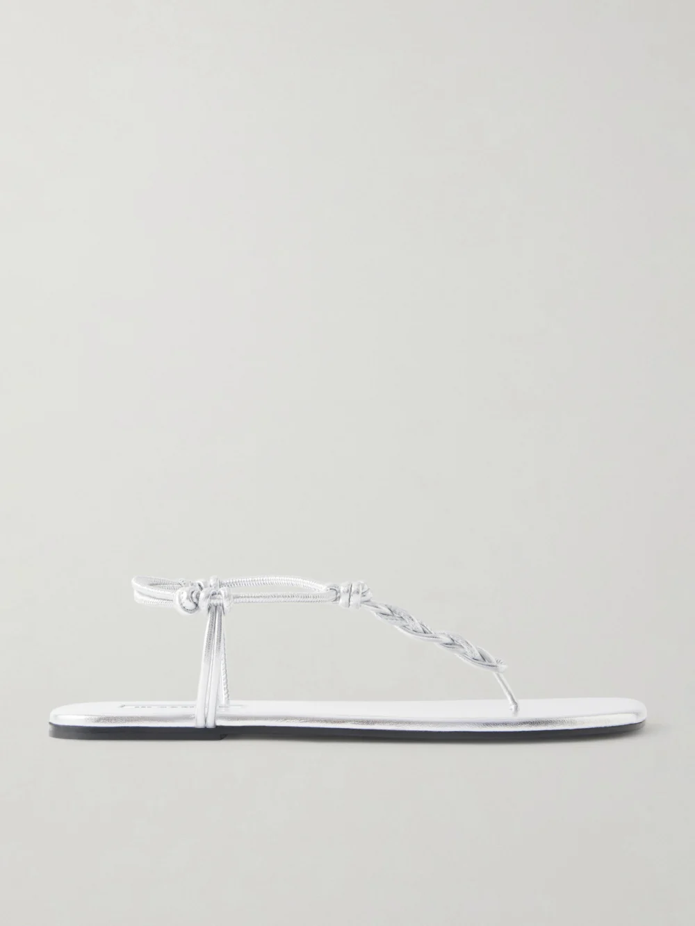 Jil Sander Braided Metallic Leather Sandals in gray
