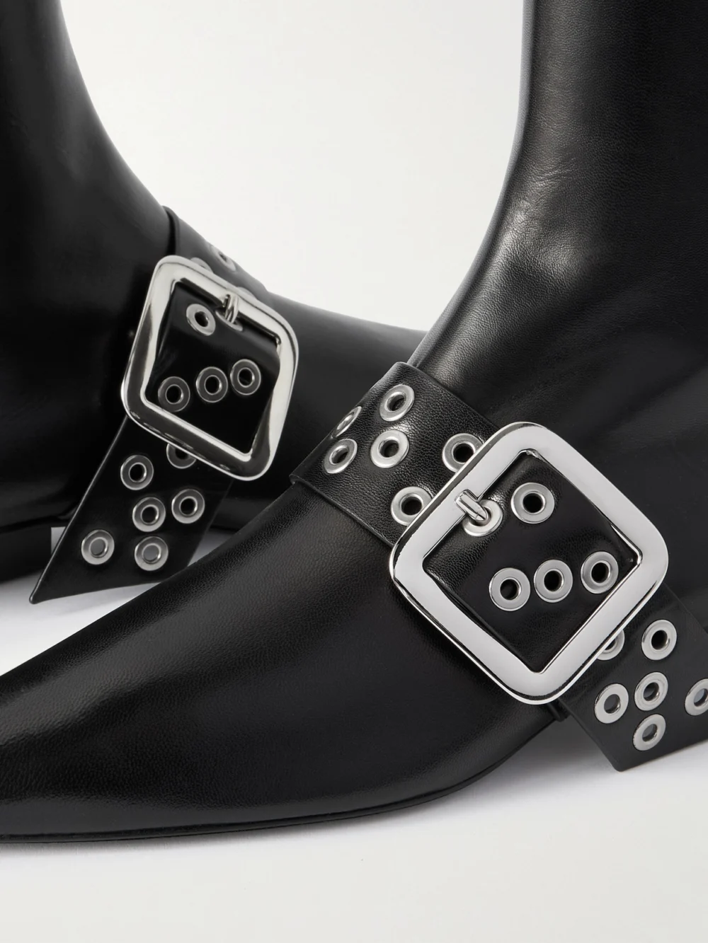 Close-up detail of the Jil Sander Buckled Leather Ankle Boots