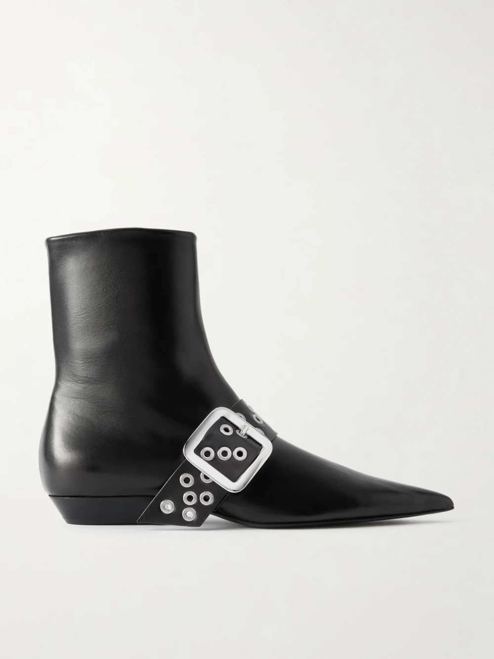 Jil Sander Buckled Leather Ankle Boots in black