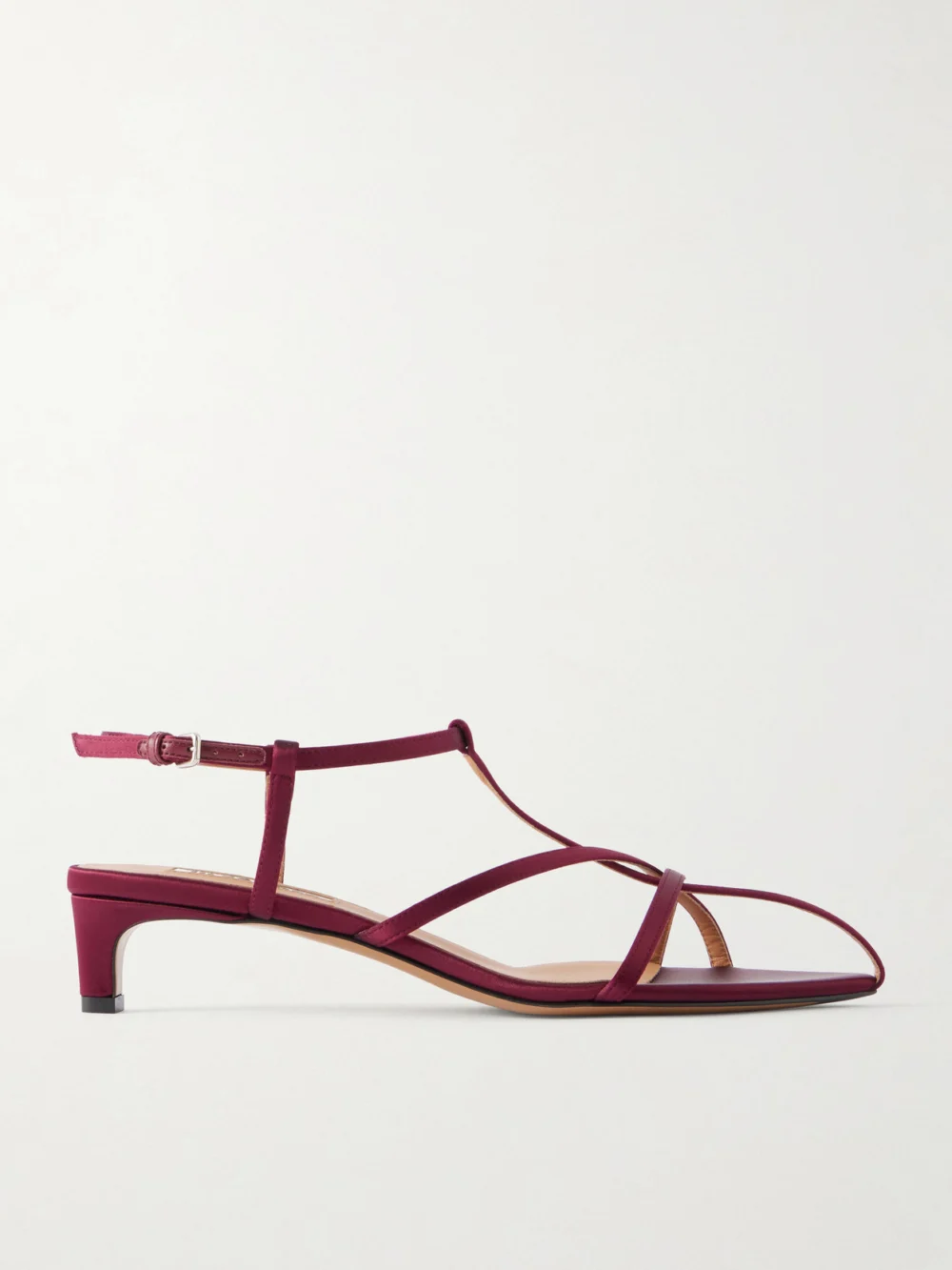 Jil Sander Cage Satin Sandals in burgundy