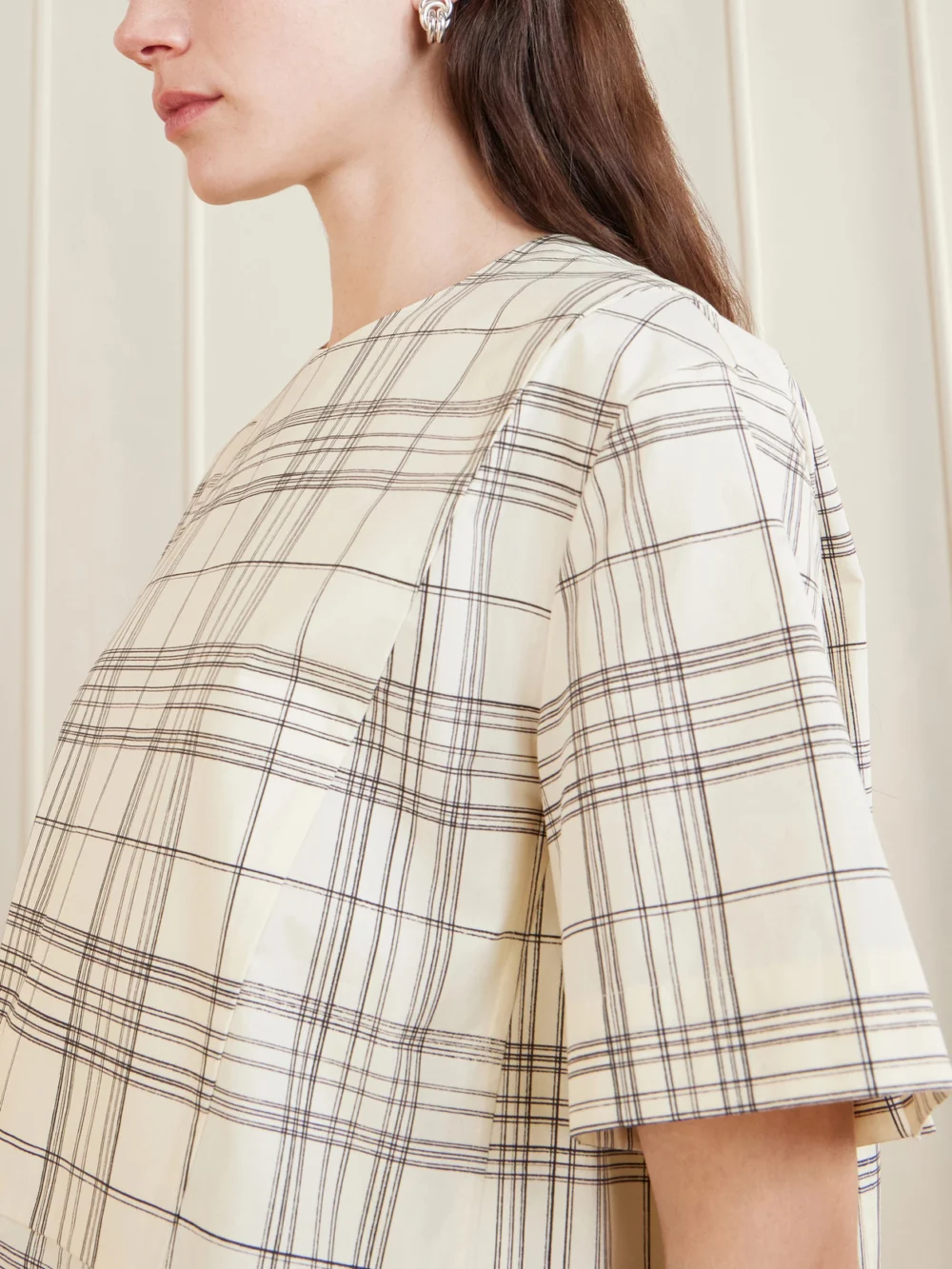 Close-up detail of the Jil Sander Checked Cotton T-shirt