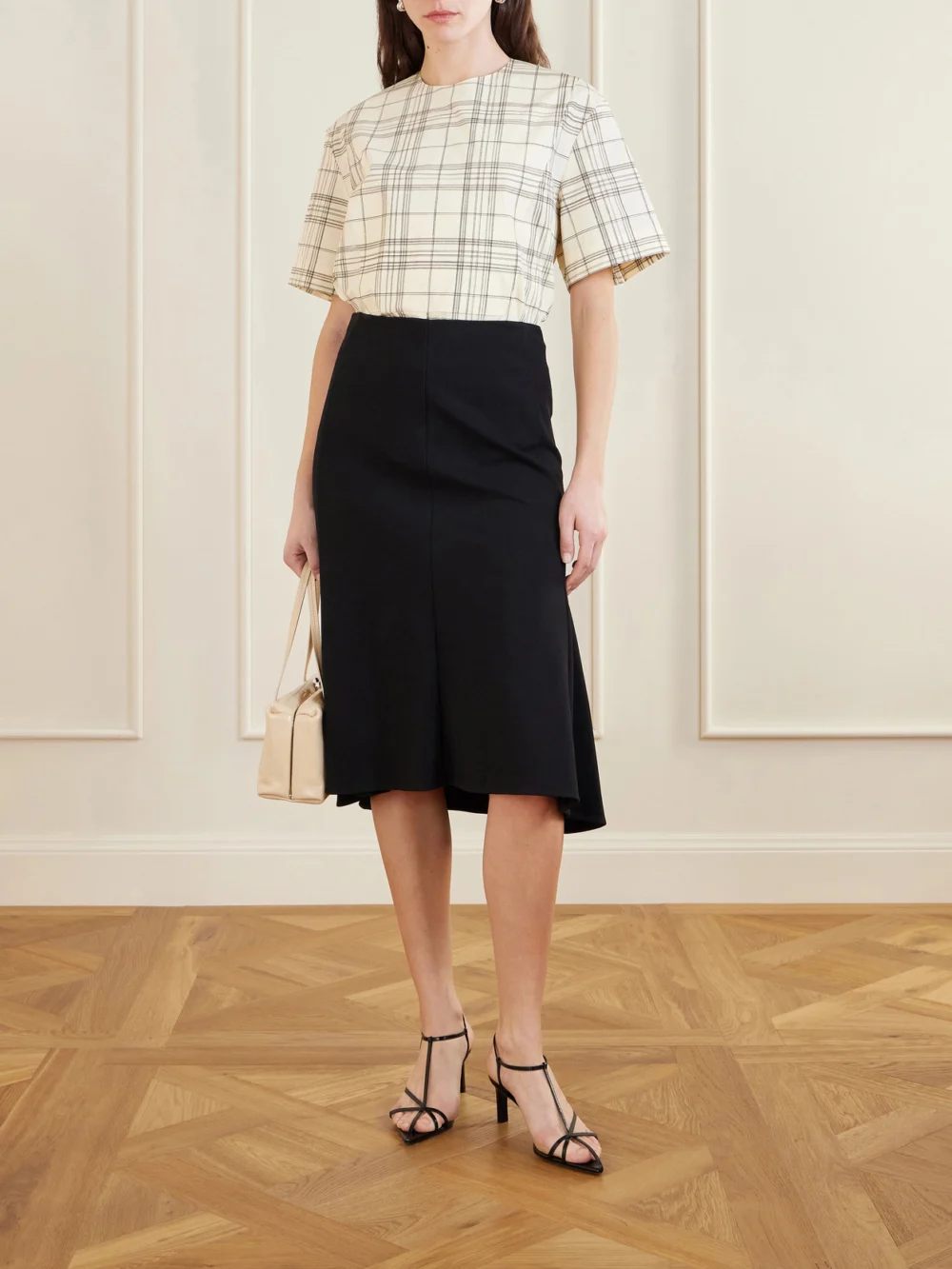 Jil Sander Checked Cotton T-shirt, worn by a model