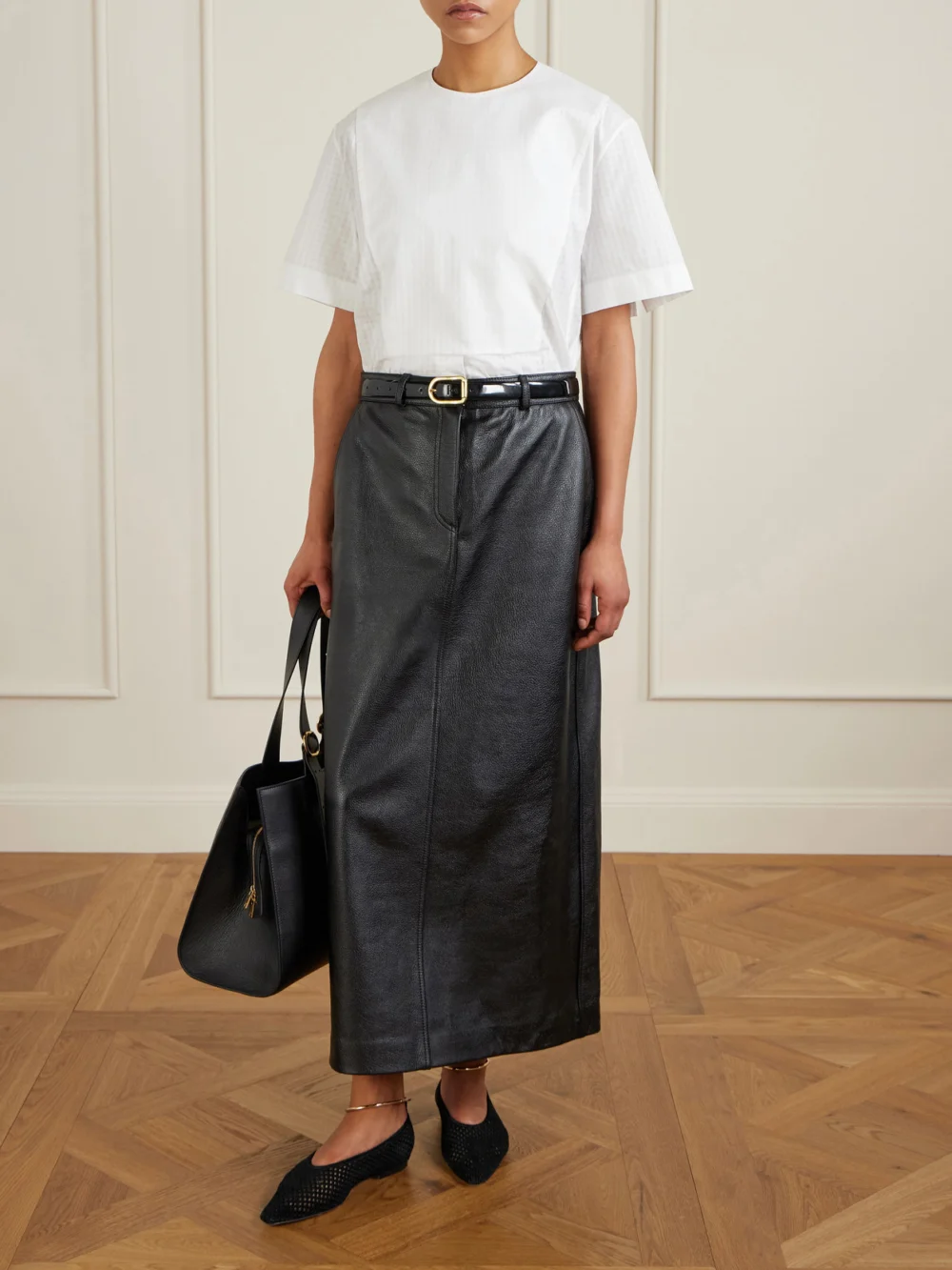 Jil Sander Checked Cotton T-shirt, worn by a model