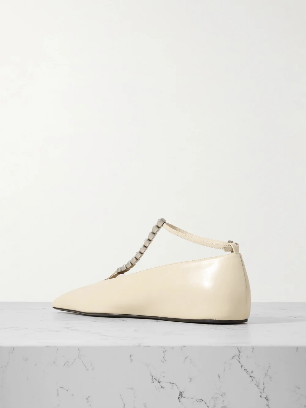 Back view of the Jil Sander Crystal-embellished Leather Ballet Flats