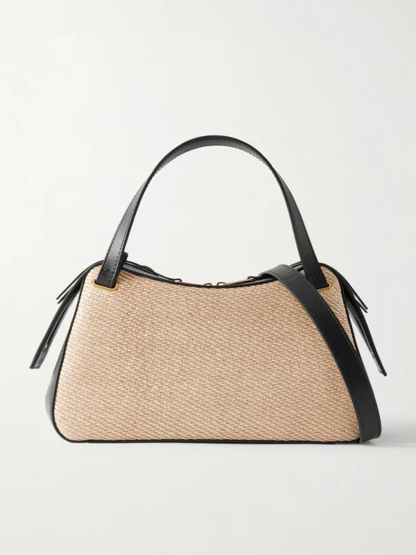 Jil Sander Dune Leather and Raffia Shoulder Bag