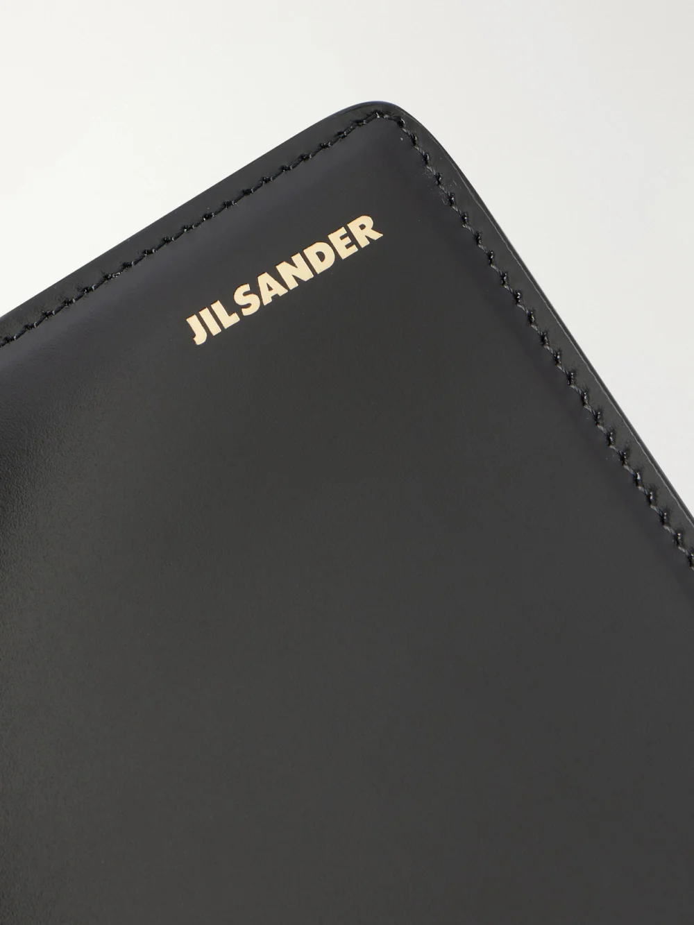 Close-up detail of the Jil Sander File Small Leather Shoulder Bag