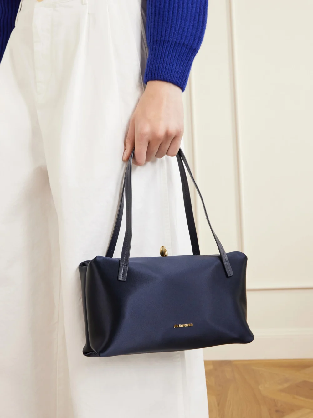Jil Sander Goji Pillow Satin Shoulder Bag, styled view
