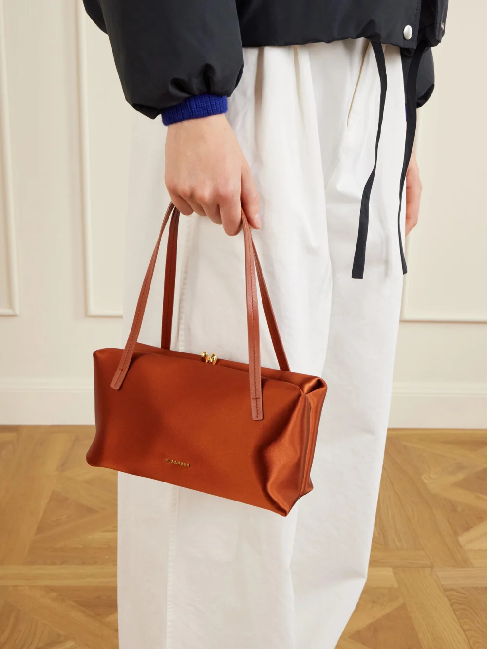 Jil Sander Goji Pillow Satin Shoulder Bag, styled view
