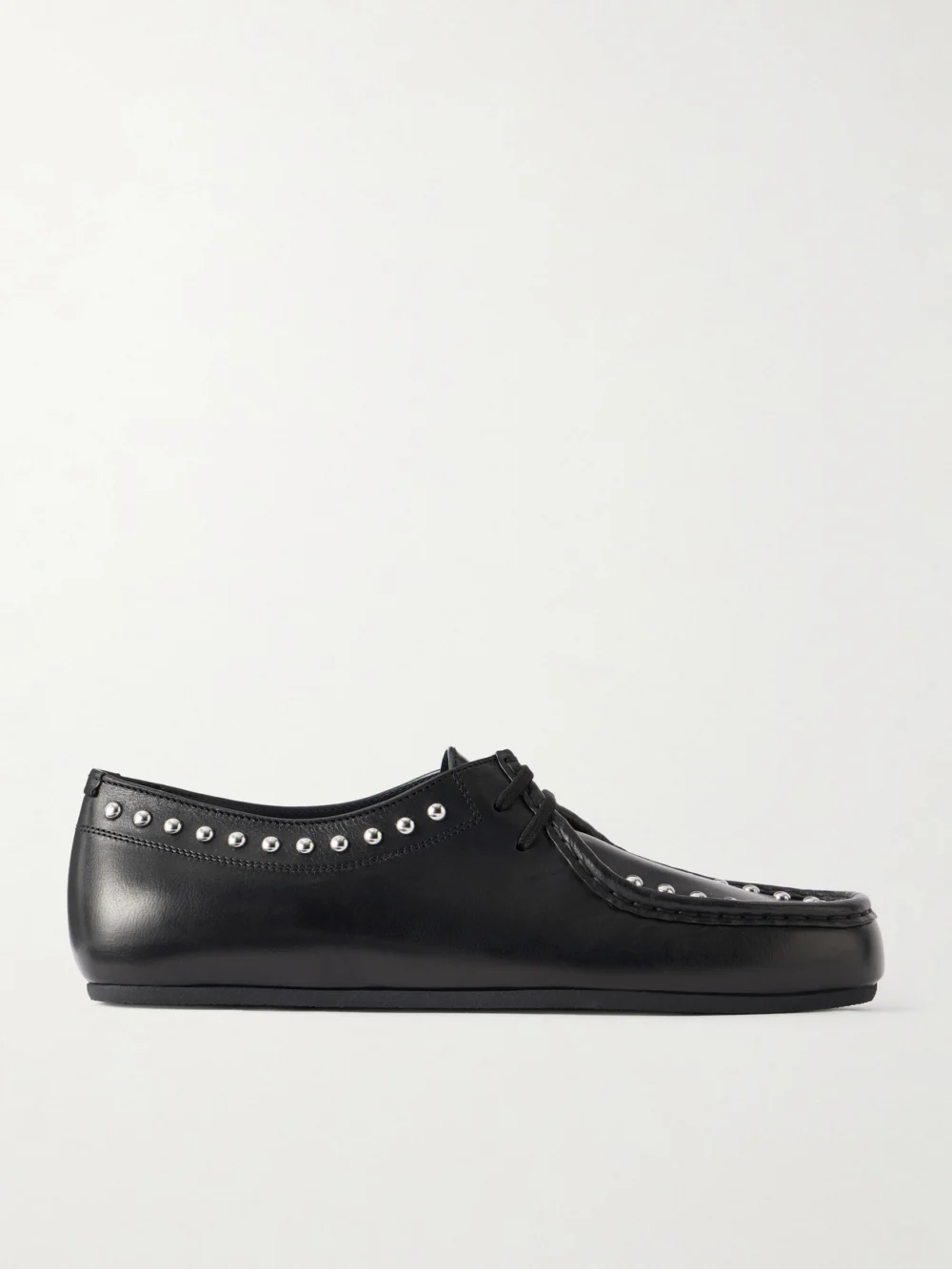 Jil Sander Hood Studded Leather Loafers in black
