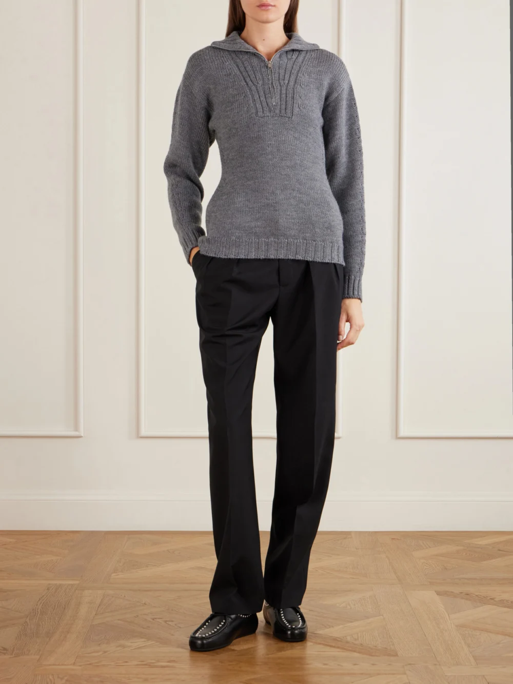 Jil Sander Hood Studded Leather Loafers, styled view