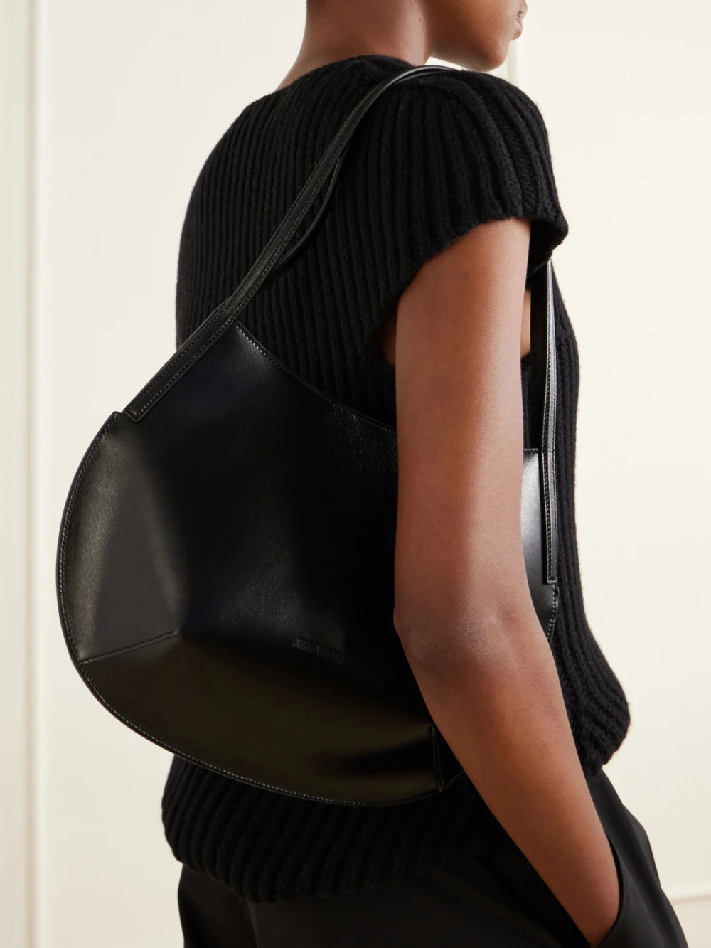 Jil Sander Kante Leather Shoulder Bag, styled view