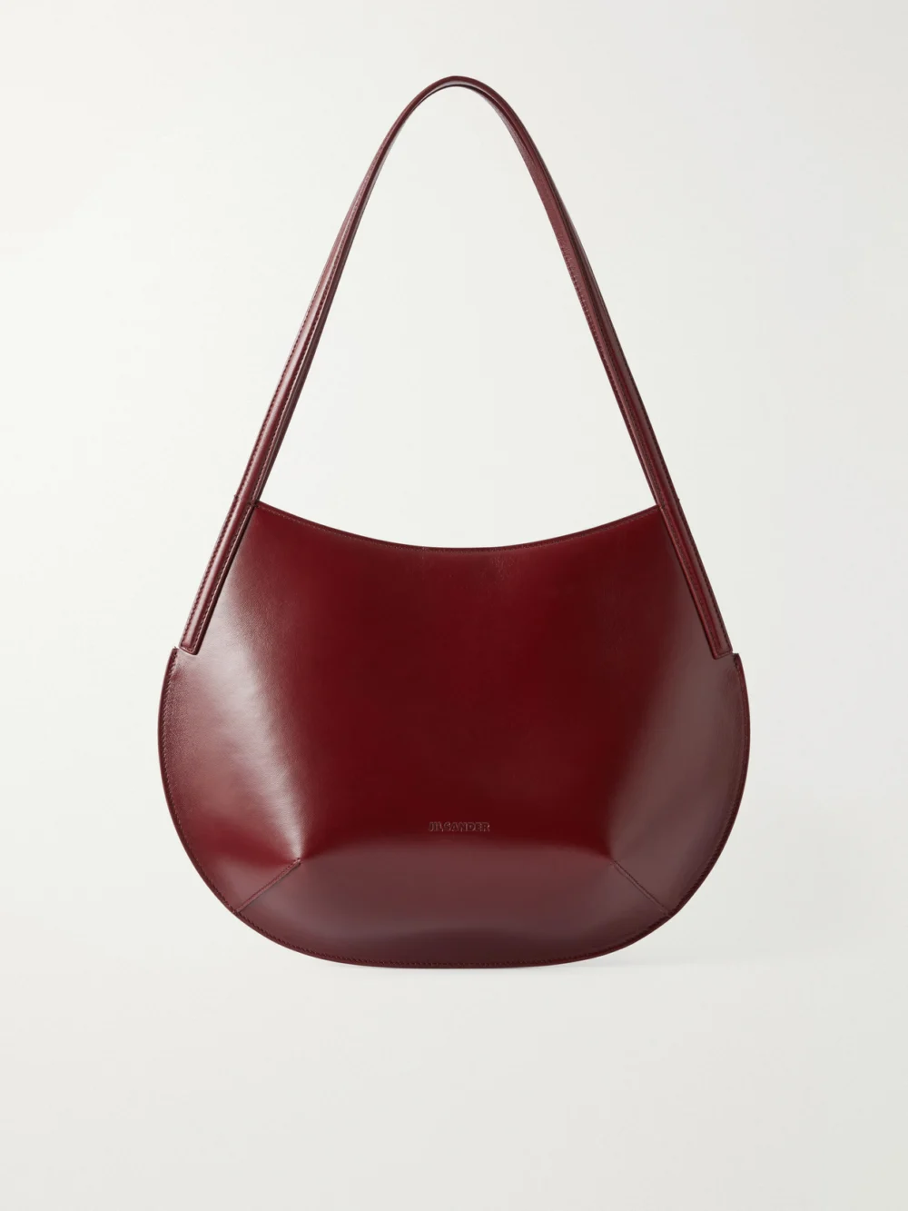 Jil Sander Kante Leather Shoulder Bag in burgundy