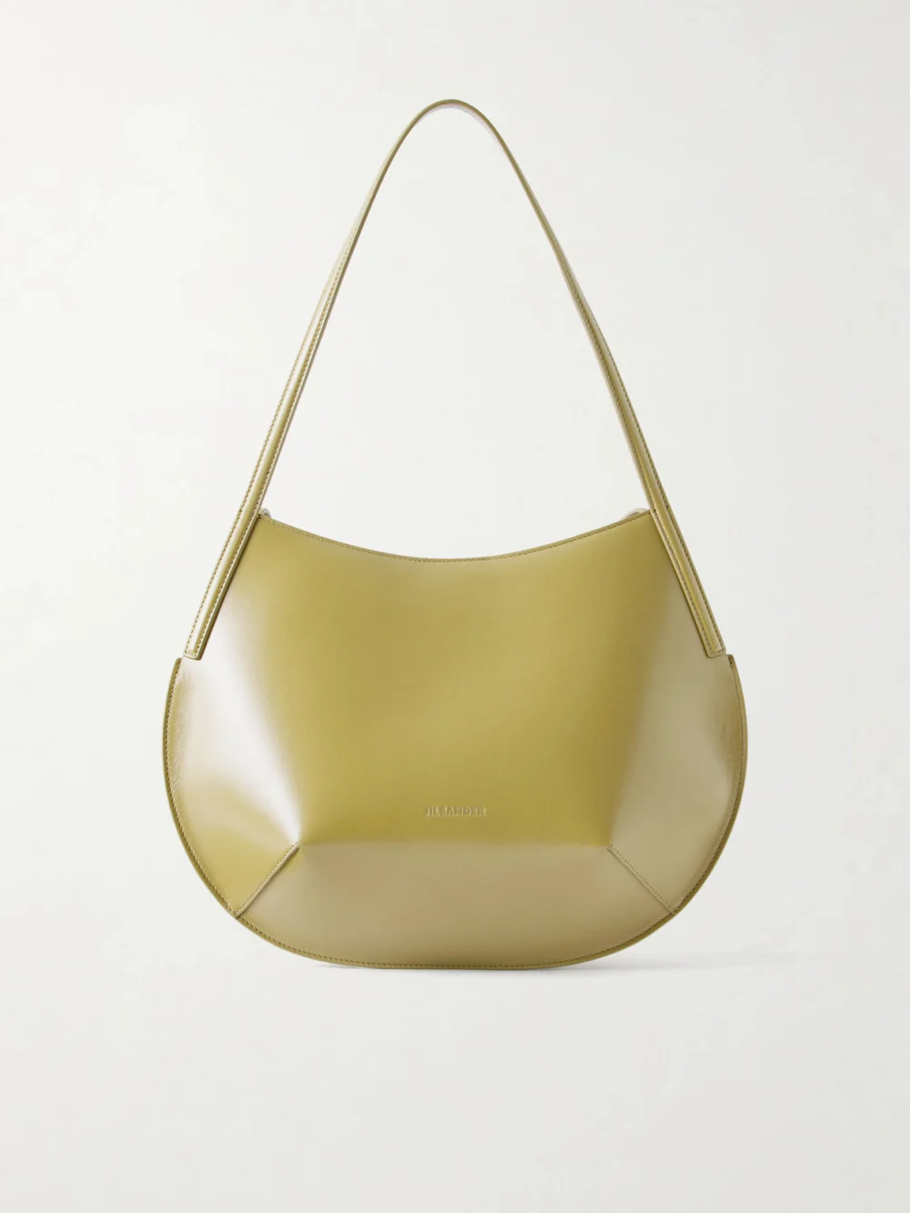 Jil Sander Kante Leather Shoulder Bag in chartreuse