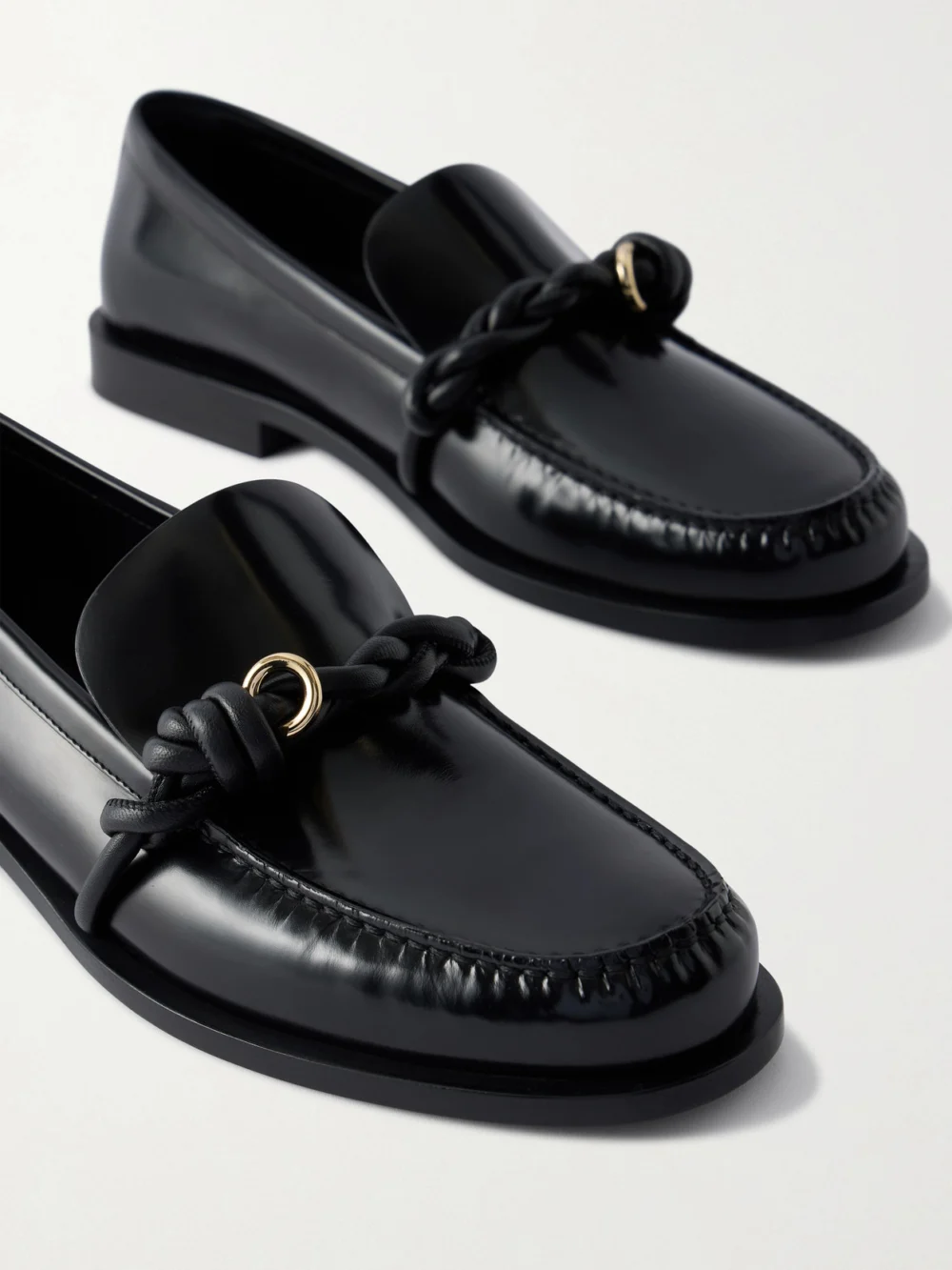 Close-up detail of the Jil Sander Knot-detailed Leather Loafers