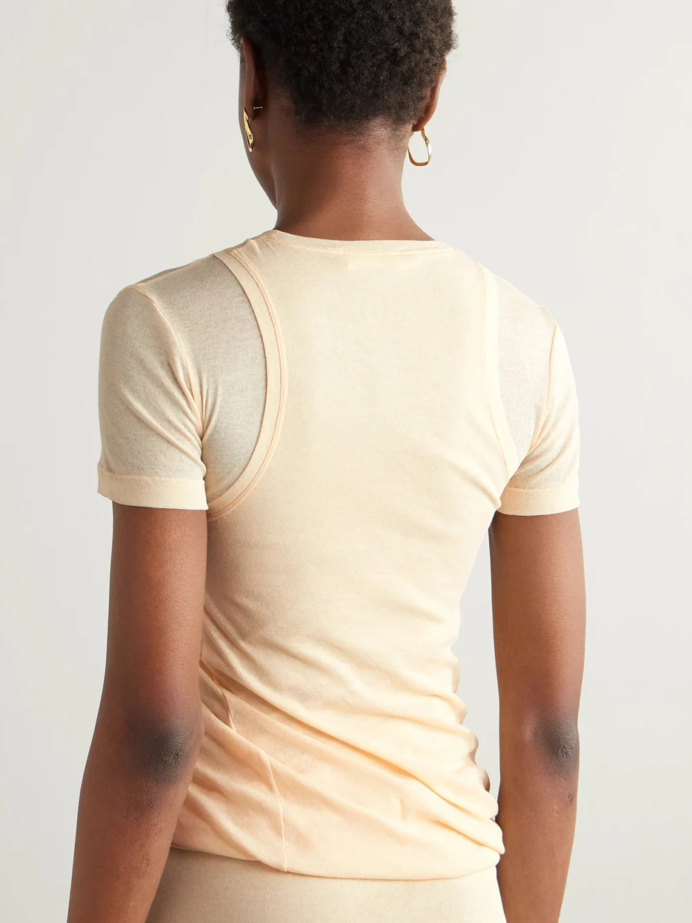 Back view of the Jil Sander Layered Cotton-crepe T-shirt